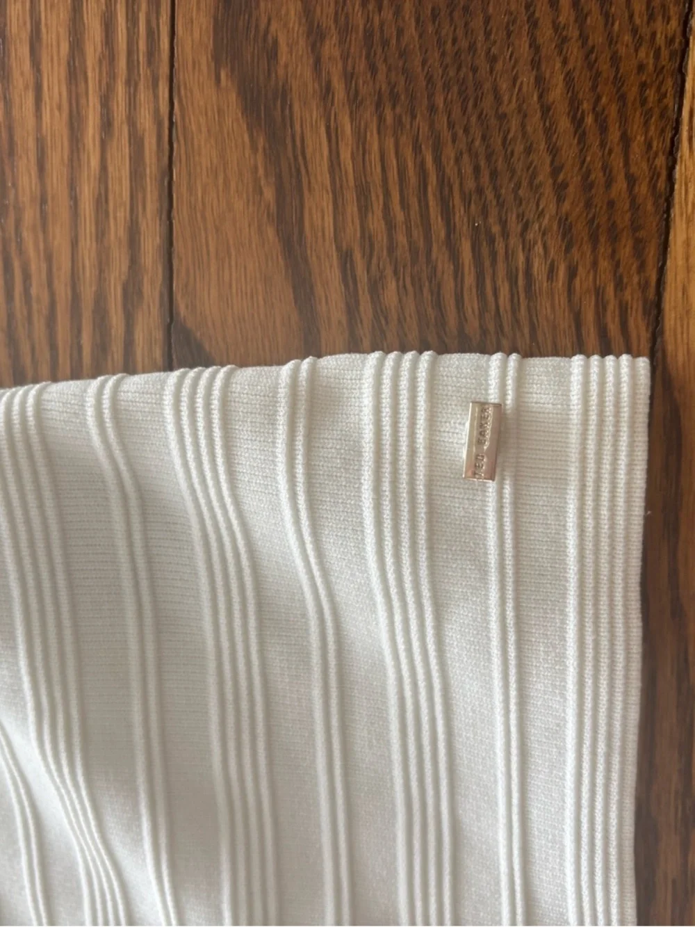 Ted Baker Textured White Ribbed Top - Picture 4 of 8